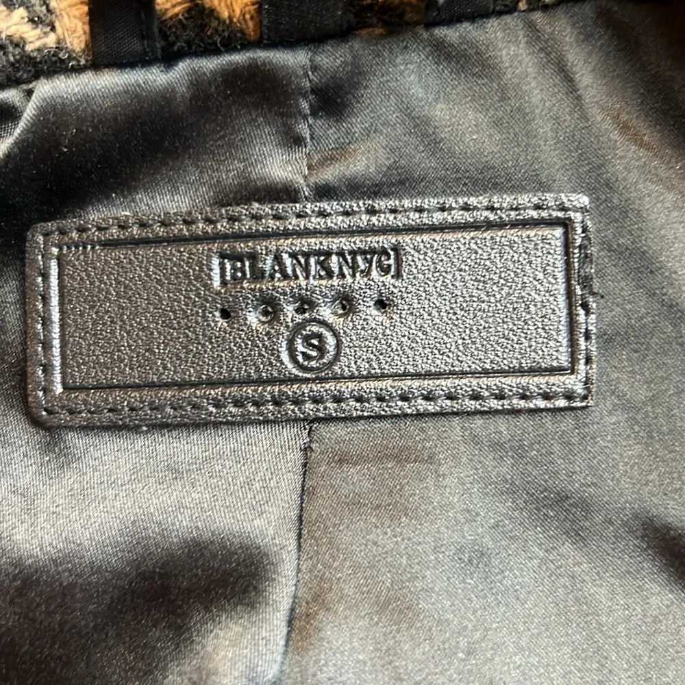 Blank NYC Book Club Houndstooth Double-Breasted Oversized Blazer Tan Black SZ S